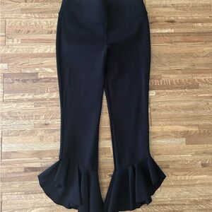 Slim Factor tapered ruffle cropped flare pants, size M, comfy, thick fabric